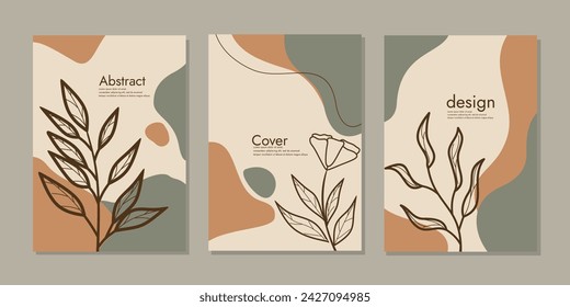 Template vector design for cover, Brochure, AnnualReport, Magazine, Poster, Corporate Presentation, Portfolio, Flyer. cover template with hand drawn floral pattern.