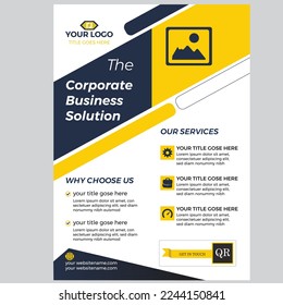 Template vector design for leaflets, annual reports, magazines, posters, flyers, corporate presentations, portfolios, and infographics. Modern layout; blue color; A4 size. simple to edit and use.