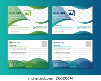 Template vector design for Postcard,  Brochure, Annual Report, Web design Poster, Corporate Presentation, Flyer, layout modern with green and blue color size horizontal, Easy to use and edit. 