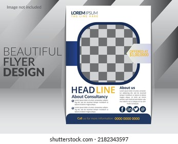 Template vector design, Poster, Corporate Presentation, Flyer, infographic, layout modern with blue color size A4, Front and back, Easy to use and edit.