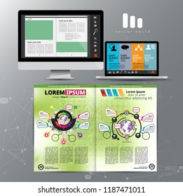 Diseño del vector de plantilla listo para ser utilizado en folletos, informes anuales o revistas