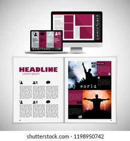 Diseño del vector de plantilla listo para ser utilizado en folletos, informes anuales o revistas