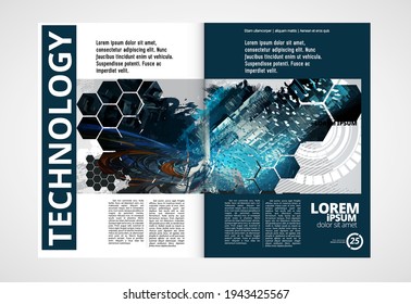Template vector design ready for use for brochure, annual report or magazine. Big data connection complex. Data visual concept