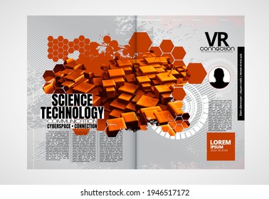 Template vector design ready for use for brochure, annual report or magazine. Big data connection complex. Data visual concept