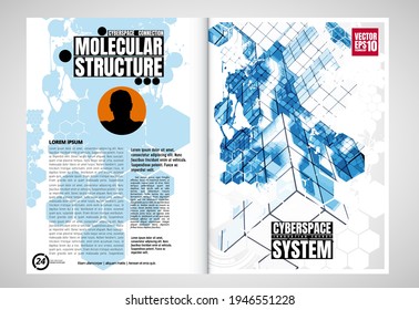 Template vector design ready for use for brochure, annual report or magazine. Big data connection complex