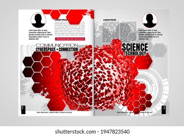 Template vector design ready for use for brochure, annual report or magazine. Big data connection complex