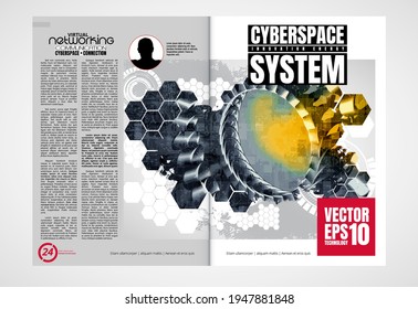 Template vector design ready for use for brochure, annual report or magazine. Big data connection complex