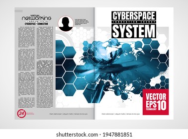 Template vector design ready for use for brochure, annual report or magazine. Big data connection complex