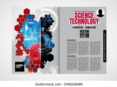 Template vector design ready for use for brochure, annual report or magazine. Big data connection complex