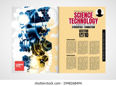 Template vector design ready for use for brochure, annual report or magazine. Big data connection complex