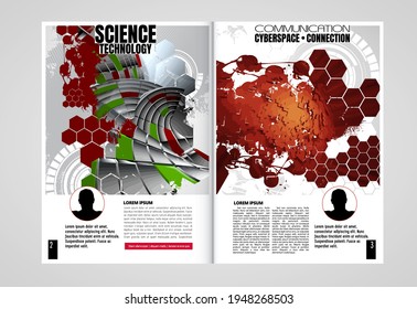 Template vector design ready for use for brochure, annual report or magazine. Big data connection complex