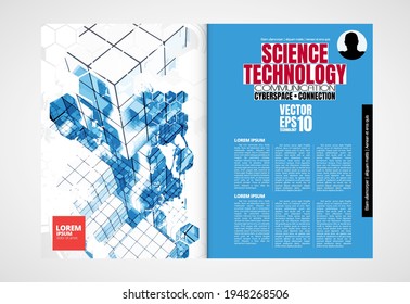 Template vector design ready for use for brochure, annual report or magazine. Big data connection complex
