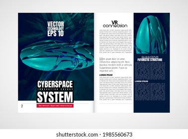 Template vector design ready for use for brochure, annual report or magazine. Big data connection complex. Data visual concept