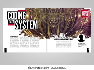 Template vector design ready for use for brochure, annual report or magazine. Big data connection complex. Data visual concept