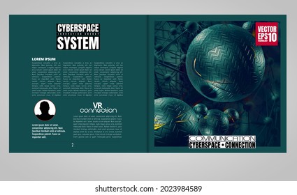 Template vector design ready for use for brochure, annual report or magazine. Big data connection complex