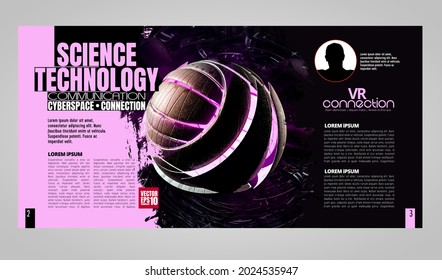 Template vector design ready for use for brochure, annual report or magazine. Big data connection complex