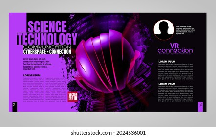 Template vector design ready for use for brochure, annual report or magazine. Big data connection complex