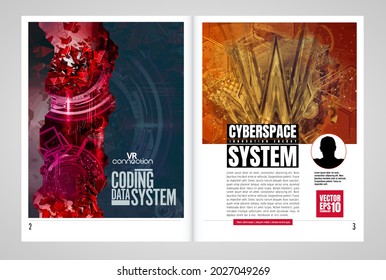 Template vector design ready for use for brochure, annual report or magazine. Big data connection complex. Data visual concept