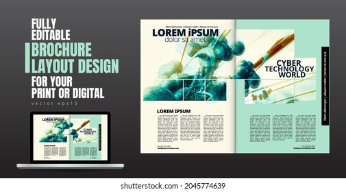 Template vector design ready for use for brochure, annual report or magazine. Big data connection complex. Data visual concept