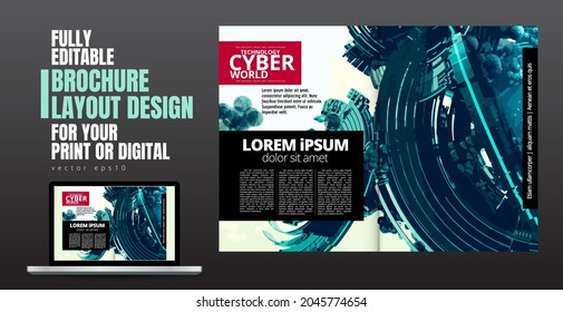 Template vector design ready for use for brochure, annual report or magazine. Big data connection complex. Data visual concept