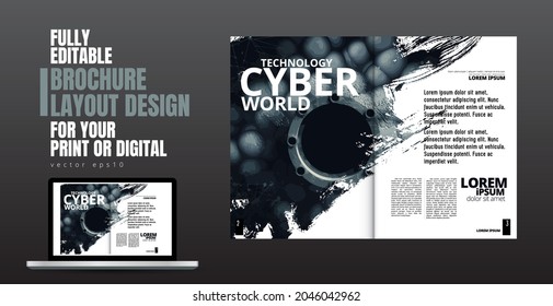 Template vector design ready for use for brochure, annual report or magazine. Big data connection complex. Data visual concept