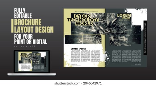 Template vector design ready for use for brochure, annual report or magazine. Big data connection complex. Data visual concept