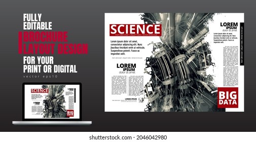 Template vector design ready for use for brochure, annual report or magazine. Big data connection complex. Data visual concept