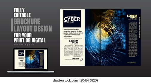 Template vector design ready for use for brochure, annual report or magazine. Big data connection complex. Data visual concept