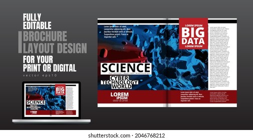 Template vector design ready for use for brochure, annual report or magazine. Big data connection complex. Data visual concept