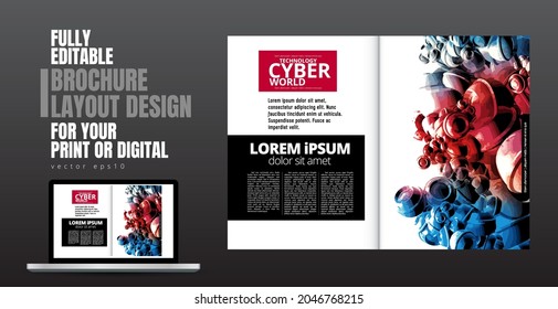 Template vector design ready for use for brochure, annual report or magazine. Big data connection complex. Data visual concept