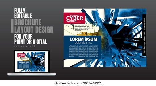 Template vector design ready for use for brochure, annual report or magazine. Big data connection complex. Data visual concept