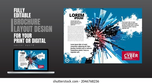 Template vector design ready for use for brochure, annual report or magazine. Big data connection complex. Data visual concept