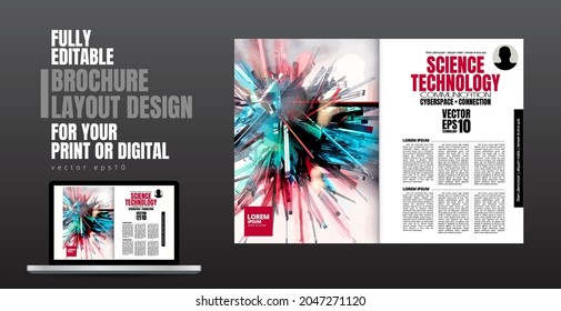 Template vector design ready for use for brochure, annual report or magazine. Big data connection complex. Data visual concept