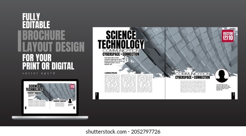 Template vector design ready for use for brochure, annual report or magazine. Big data connection complex. Data visual concept