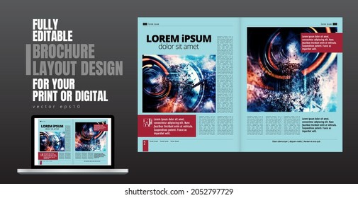 Diseño del vector de plantilla listo para ser utilizado en folletos, informes anuales o revistas. Complejo de conexión a grandes datos. Concepto visual de datos