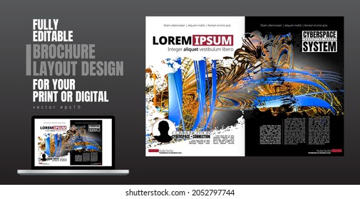 Diseño del vector de plantilla listo para ser utilizado en folletos, informes anuales o revistas. Complejo de conexión a grandes datos. Concepto visual de datos