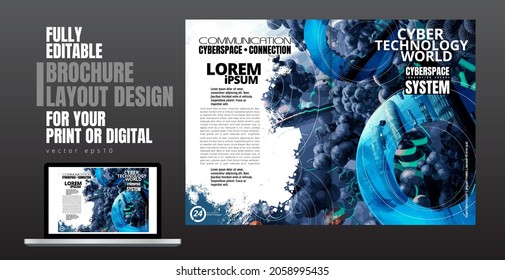 Template vector design ready for use for brochure, annual report or magazine. Big data connection complex. Data visual concept
