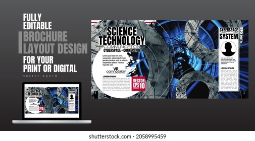 Template vector design ready for use for brochure, annual report or magazine. Big data connection complex. Data visual concept