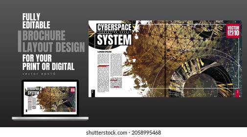 Template vector design ready for use for brochure, annual report or magazine. Big data connection complex. Data visual concept