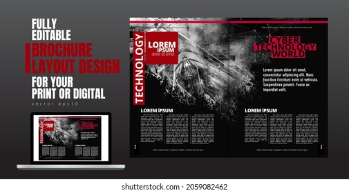 Template vector design ready for use for brochure, annual report or magazine. Big data connection complex. Data visual concept