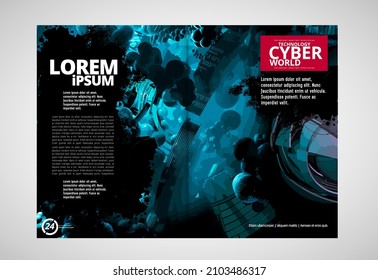 Template vector design ready for use for brochure, annual report or magazine. Big data connection complex