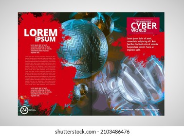 Template vector design ready for use for brochure, annual report or magazine. Big data connection complex