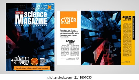 Template vector design ready for use for brochure, annual report or magazine. Big data connection complex