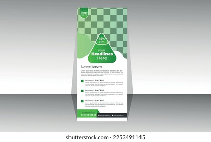 Template vector design for Rollup banner,  Poster, Corporate Presentation, Portfolio, Flyer, 
infographic,layout modern with green color size banner, Front , Easy to use and edit,Flyer design, Leafle.