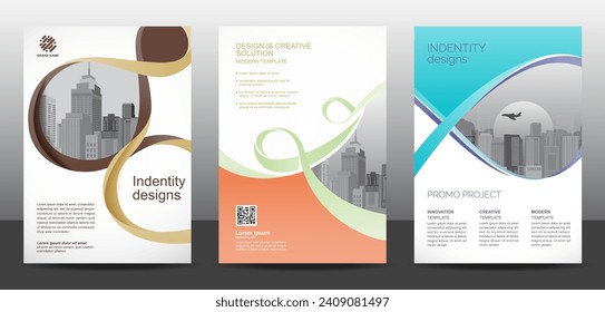 Conjunto de diseño de vector de plantilla para Brochure, AnnualReport, Presentación corporativa, Cartera, Volante, diseño moderno, colección de carteles Eps10