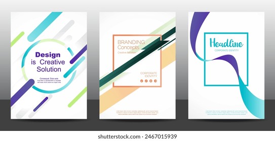 Conjunto de diseño de Vector de Plantilla para folleto, informe anual, presentación Corporativa, Cartera, folleto, diseño moderno, carteles colección Eps10