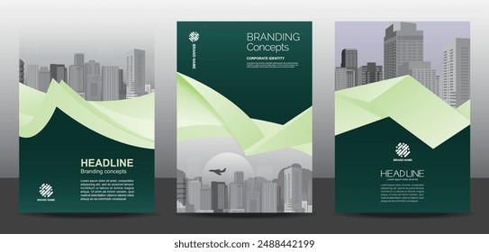 Conjunto de diseño de Vector de Plantilla para folleto, informe anual, presentación Corporativa, Cartera, folleto, diseño moderno, carteles colección Eps10