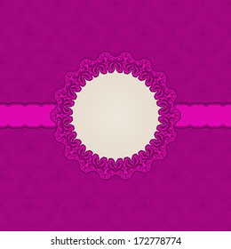Template vector frame design for greeting card, invitation. Background - floral seamless pattern.