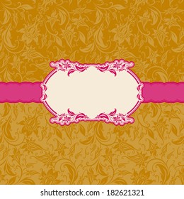 Template vector frame design for greeting card, invitation. Background - floral seamless pattern.