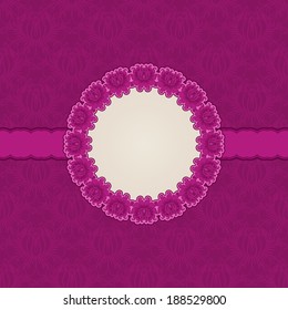 Template vector frame design for greeting card, invitation. Background - floral seamless pattern.